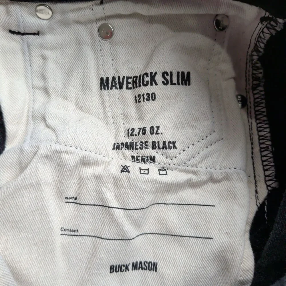 Buck Mason Jeans Mens 28x31 Black‎ Maverick Slim Fit Japanese Denim Button Fly